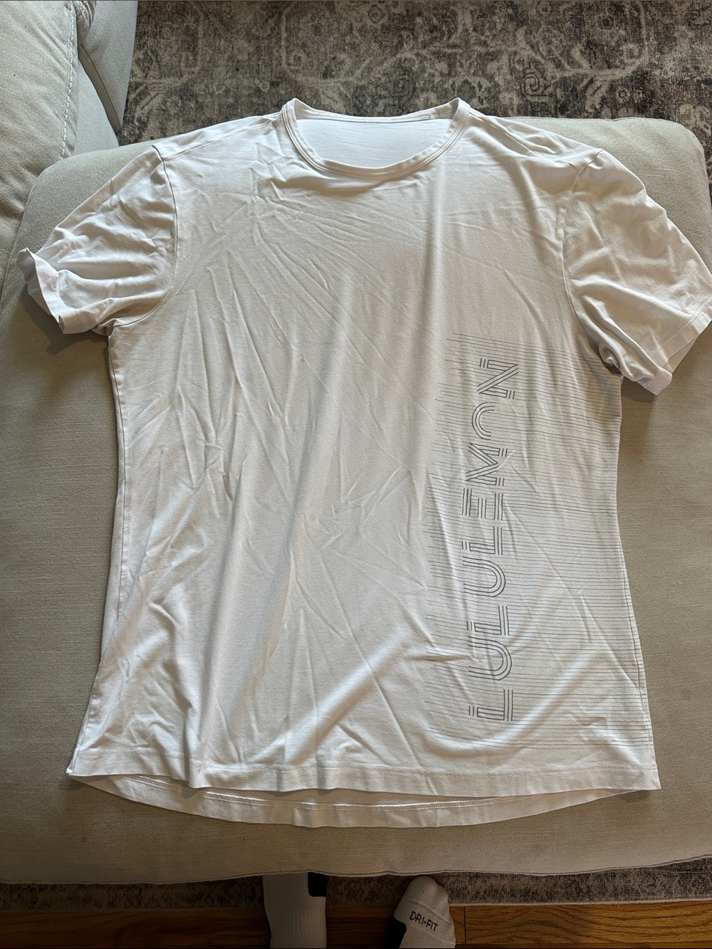lululemon athletica White Short-Sleeve Crew Tee with Vertical Logo